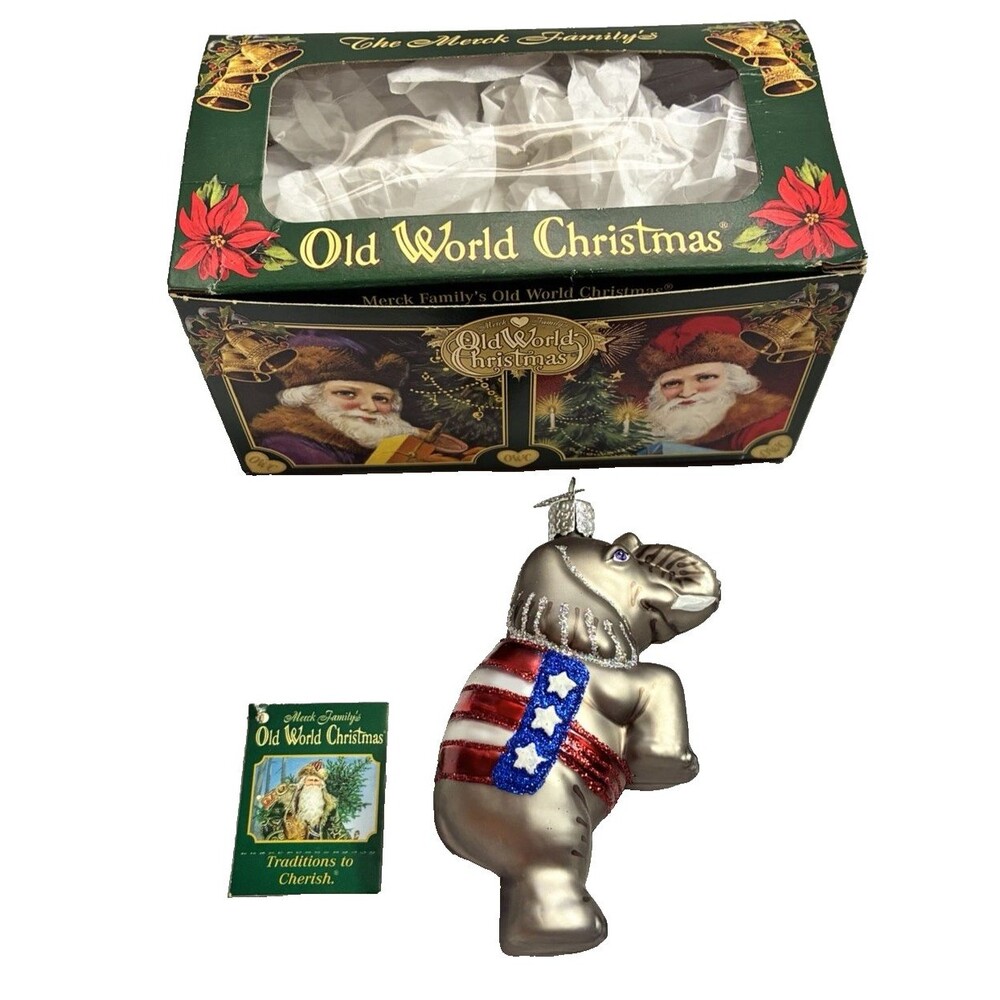Old World Christmas Republican Elephant Patriotic Ornament Vintage 2003 OWC